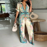 2026 Spring New Fashion Elegant Style Short Sleeve Print Sexy Skinny Pantyhose HZ0108