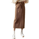 Pit Design Knitted Skirt Autumn Winter New High-Waisted Swaist Bag Hip Skirt Thin Casual Straight Skirt HZ0108