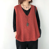 Knitted Vest Spring And Summer Hollow Sleeveless Thin Loose Size V Laguard Shoulder Retro Horse Tide Outside HZ0108