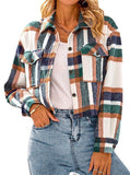 Winter New Turn-Pocket Pocket Fashion Casual Short Lady Lattice Coat HZ0108