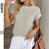 2025 Summer New Fashion Folding Drawstring Sexy Short-Sleeved Top HZ0108