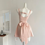 Cute A Line Square Satin Pink Casual Dress Summer Outfits Short Holiday Dresses HZ1214