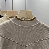 Autumn And Winter New Half-High Collar Bottom Shirt Women With Velvet Thick Sweater Women's One Knitted Shirt HZ0108