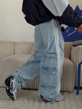 2025 New Street Low-Rise Hottie Jeans Striped Dredged Broad Leg Pants Woman HZ0108