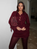 New Women's Lavender Lysum Design V-Neck Solid Long-Sleeved Knitted Dress Short Dress In Autumn 2025 HZ0108