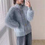 Imitation Of The Marinade Velvet Sweater Women's Cardigan Autumn And Winter 2025 Women's High-End Temperament Loose Knit Coat Woman HZ0108
