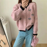 French Small Fragrant Heavy Industry Embroidery Knitting Short Spring New Design Sense Of The Age Of Sweater Women's Tide HZ0108