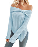 Autumn And Winter 2025 New Lady Fashion Shoulder Repair Fork T-Shirt HZ0108
