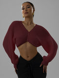 2025 New Fashion Sexy V-Collared Umbilish Short Knitted Sweater HZ0108
