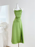 Sexy Mermaid Halter Satin Summer Beach Dress Holiday Party Casual Outfits For Girls HZ1214