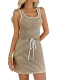 Tiktok 2026 New Lady Coloring Collar Sleeveless Knitted Dress HZ0108