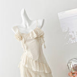 Sexy High Low Spaghetti Straps Floral Lace Summer Dress Holiday Party Outfits For Women HZ1214