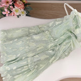 Sweet A Line Halter Green Floral Summer Short Women Summer Holiday Dresses HZ1214