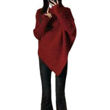 2025 High-Neck Irregular Niche Design Sweater Women's Autumn And Winter Korean Version Of Loose Lazy Wind Soft Glutinous Knitting Top HZ0108