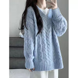 Soft Glutinous Gentle Wind V-Neck Loose-Fitting Cover Solid Color Jasmine Sweater Autumn And Winter Women Wear Knitted Shirt Tops Women HZ0108
