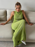 French Sleeveless High-Collar Cotton Wool Knitted Women's Spring Dress Temperament Gentle Low-Waisted Skirt Suit HZ0108