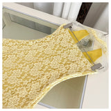 Sexy Sheath V Neckline Yellow Lace Summer Dress Holiday Party Outfits For Women HZ1214