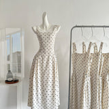 Sexy A line Square Neckline White Lace Summer Polka Dots Dress Holiday Party Outfits For Women HZ1214