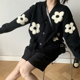 2025 New High-End Lazy Retro Short Knitted Cardigan Three-Dimensional Flower Sweater Women's Coat Autumn And Winter HZ0108