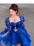 Niulatu French High Low Sweetheart Christmas Dress Royal Blue Birthday Dresses Birthday Outfits SD1147