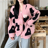 Soft Glutinous Design Thin Sweater Jacket 2025 Autumn And Winter Languid Bear Girl Knitted Open Shirt Women Loose HZ0108