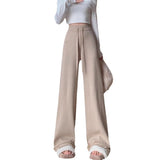 Knitted Broad-Legged Trousers Women's New Spring And Autumn Lazy Windy Glutinous Rice Trousers High-Waist Hanging Casual Drag Trousers Soft Glutinous Pants Tide HZ0108