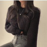 Korean Version Of The Age-Reasing Pink Bubble Sleeve Soft Glutinous Sweater Women's Autumn Winter Fashion Sister Wind Loose Knitting Top HZ0108