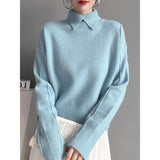 Standing Comfortable Soft-Creator Women's Knitted Shirt Autumn Casual Simple Holstered Shirt Long-Sleeved Sweater Woman HZ0108