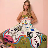 Niulatu Sexy Women's Cotton Slings Graffiti Print Sleeveless Dress SPCP