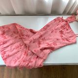 Sexy A line Spaghetti Straps Floral Long Pink Floral Dress Holiday Party Outfits For Women HZ1214