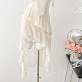 Sexy High Low Spaghetti Straps Floral Lace Summer Dress Holiday Party Outfits For Women HZ1214