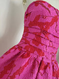 Niulatu A line Strapless Satin Pink Floral Vacation Dresses Short Birthday Dress SD1260