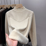 Autumn And Winter New Half-High Collar Bottom Shirt Women With Velvet Thick Sweater Women's One Knitted Shirt HZ0108