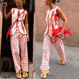 Niulatu Spring And Summer New Vest Trousers Printing Set INS Vacation Loose Tight Waist Two Sets SPCP