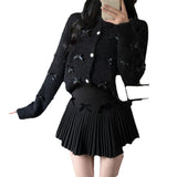 French Small Scent Sweater Women's Autumn And Winter 2025 Women's Bow Loose Top Red Knitted Cardigan Sweater HZ0108