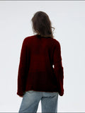 Slave Knitted Jersey 2025 Spring And Summer New Female Perspective Thin Round Collar Horn Sleeve Knit T-Shirt HZ0108