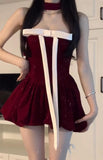 Niulatu Gown Strapless Dark Red Christmas Dress Birthday Dresses Birthday Outfits SD1290