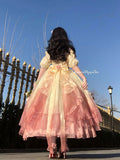 Vintage Ball Gown Off The Shoulder Short Sleeves 16th Ombre Pink Birthday Dresses Lolita Dress Birthday Outfits HZ1214