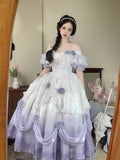 Vintage Ball Gown Off The Shoulder Short Sleeves 16th Lilac Birthday Dress Lolita Summer Dress 18th Birthday Outfits HZ1214