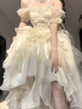 Vintage High Low Off The Shoulder Short Sleeves 16th Chiffon Birthday Dress Lolita Dress Birthday Outfits HZ1214