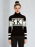 High-Necked Letter-Collage-Colored Sweater With Knitted Long-Sleeved Coat On The Head Hot Women's Clothing HZ0108
