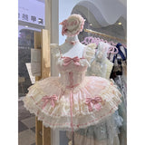 Sweet Ball Gown Square Neck Pink Lace Short 16th Birthday Dress Lolita Dress Birthday Outfits HZ1214