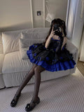 Retro Ball Gown Strapless Short Royal Blue Mini Floral 16th Birthday Dress Lolita Dress 18th Birthday Outfits HZ1214
