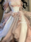 Princess Ball Gown Off The Shoulder Short Sleeves Ombre Pink Floral 16th Chiffon Birthday Dress Lolita Dress 18th Birthday Outfits HZ1214
