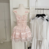 Sexy A line Spaghetti Straps 2 Pieces Pink Summer Dress Holiday Dresses Party Outfits For Women HZ1214