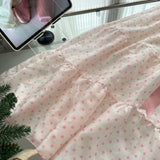 Sexy A line Square Neckline Pink Summer Polka Dots Dress Holiday Party Outfits For Women HZ1214