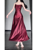 Niulatu Sheath Spaghetti Straps Christmas Dress Burgundy Prom Dresses Birthday Outfits SD1167