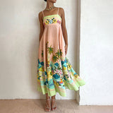 Women's Clothing 2025 Spring New Sexy Big Swing Dress Graffiti Print Sleeveless Sling Dress HZ0108