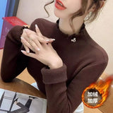 Half-High Water Velvet And Velvet Sweater Women's Autumn And Winter Thick 2025 New Ocean Gas Velvet Top Bottom Shirt HZ0108