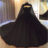 Niulatu Gown Black Tulle Long Sweet 16 Dresses HZ1110